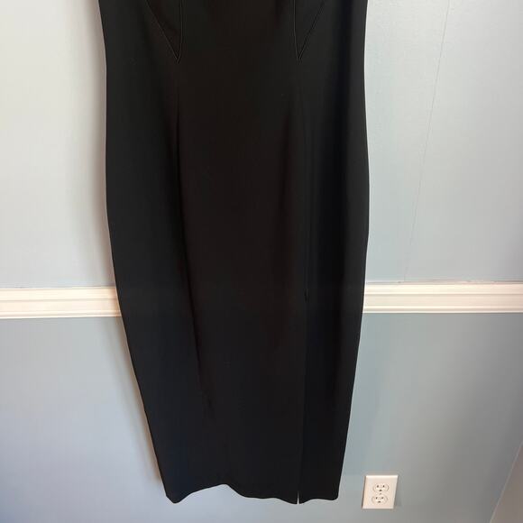 Tahari Long Black Evening Gown Dress with Slit Size 2 - Picture 4 of 16